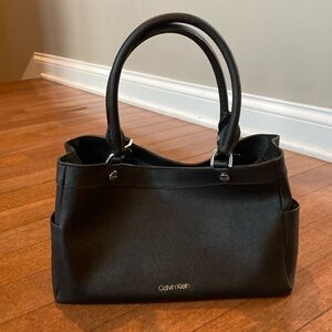Calvin Klein Textured Black Satchel Bag